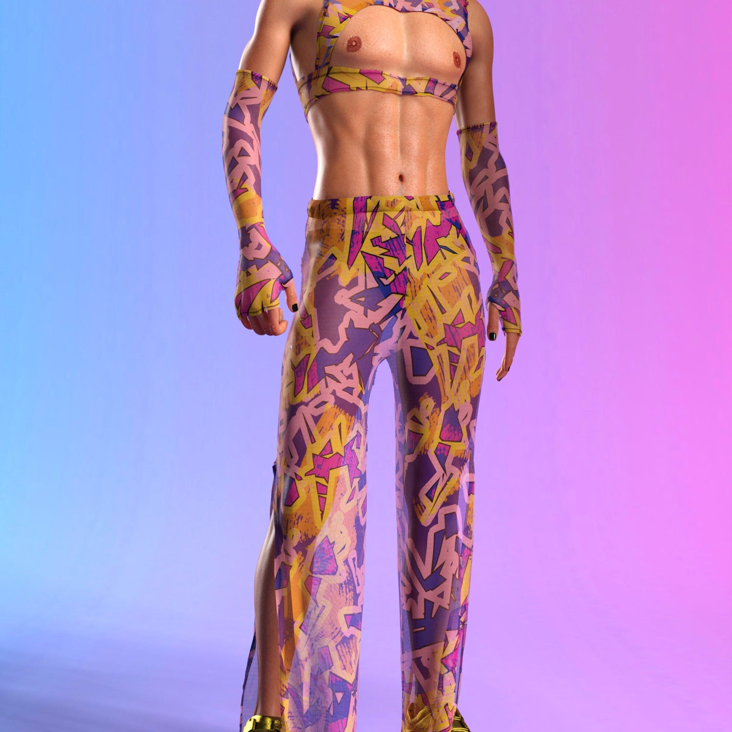 Xperiment Mesh Male Split Pants 3