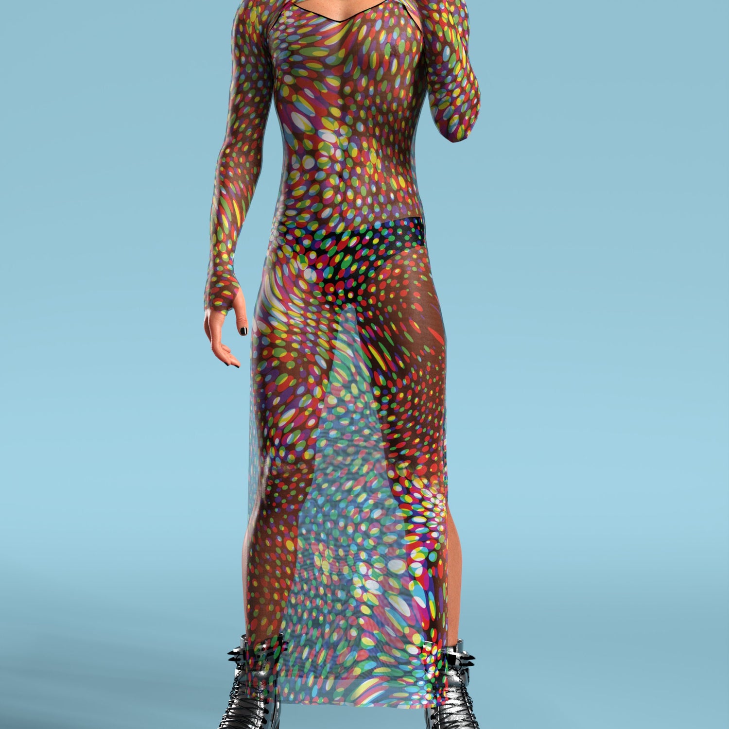 Seeing Double Mesh Male Shrug Dress Mesh