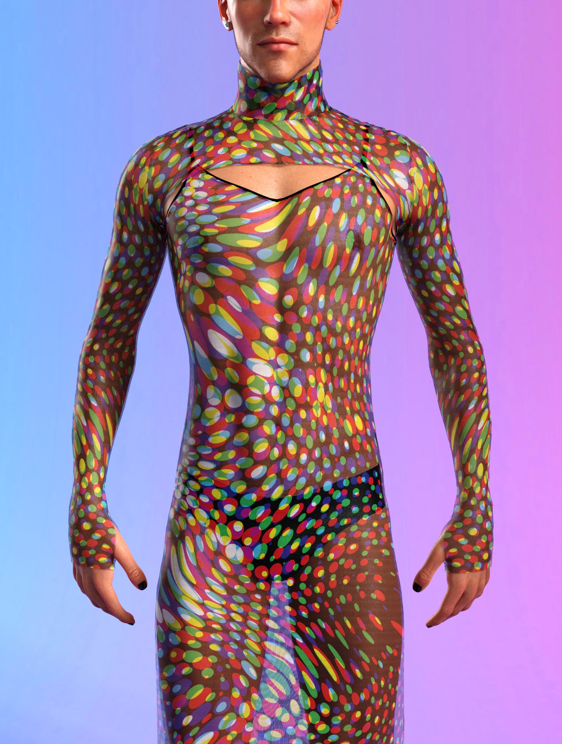 Seeing Double Mesh Male Shrug Dress 1