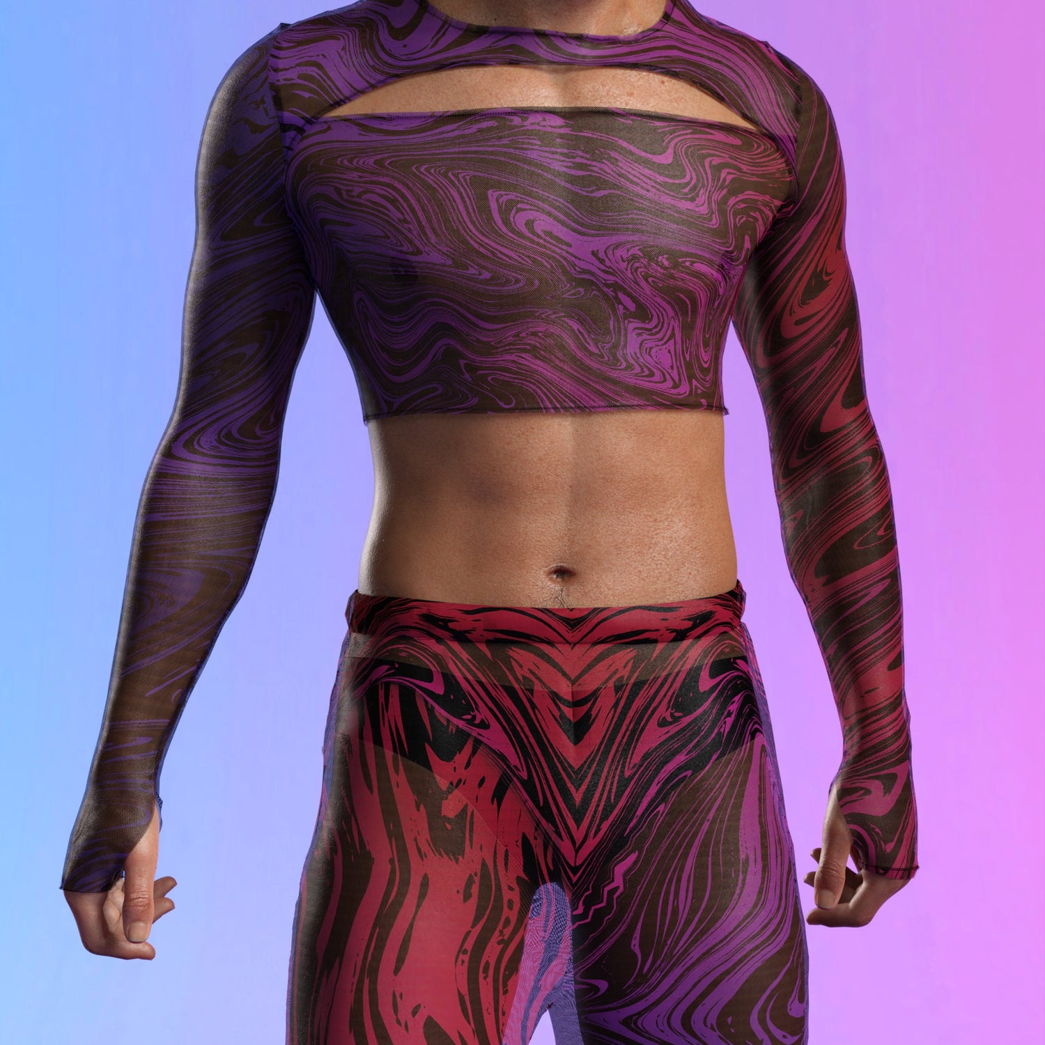 Interference Mesh Male Cutout Top