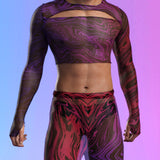 Interference Mesh Male Cutout Top