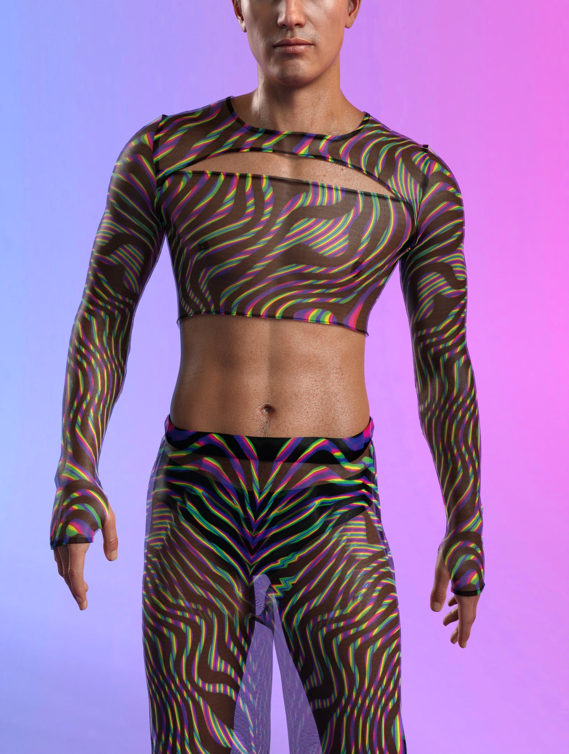 Oh Mesh Male Split Pants 1