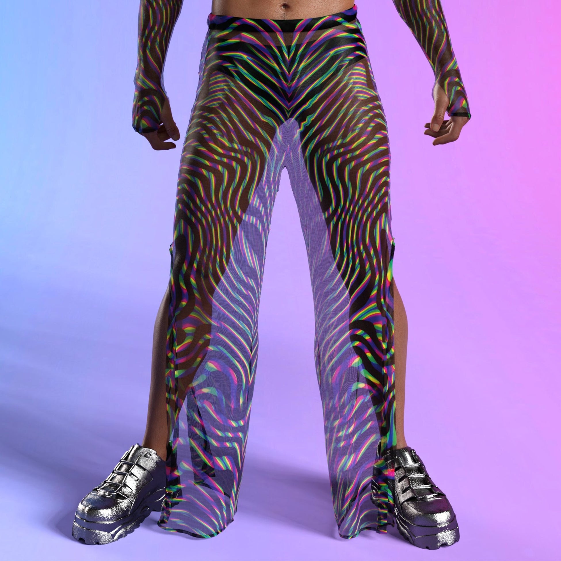 Oh Mesh Male Split Pants 2