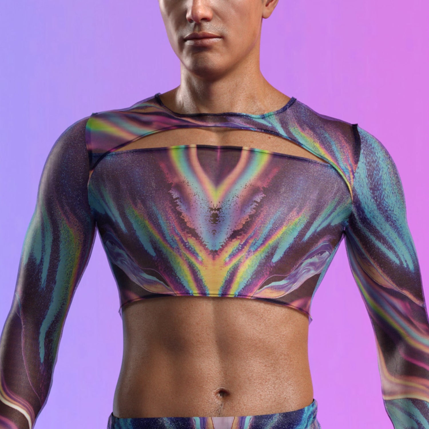 Wavelenght Mesh Male Cutout Top Blue