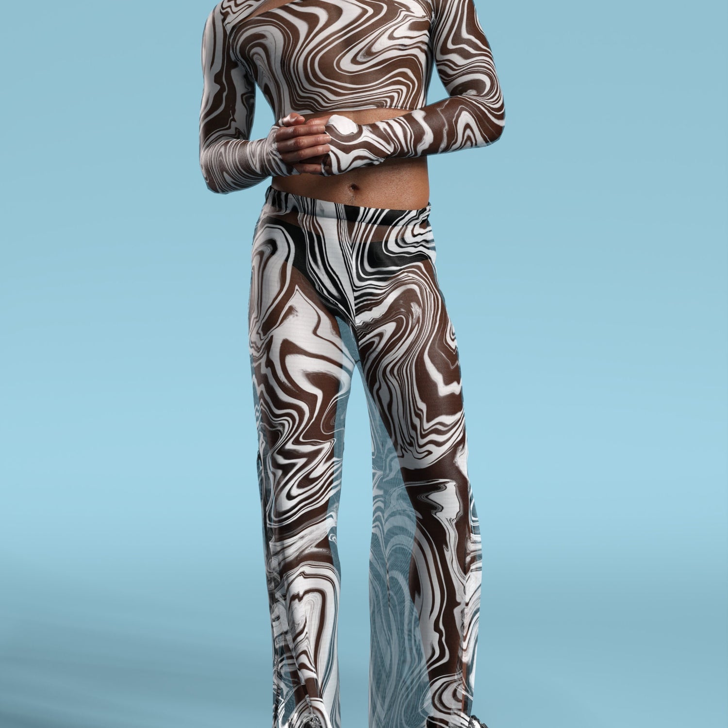 White Noise Mesh Male Split Set Mesh