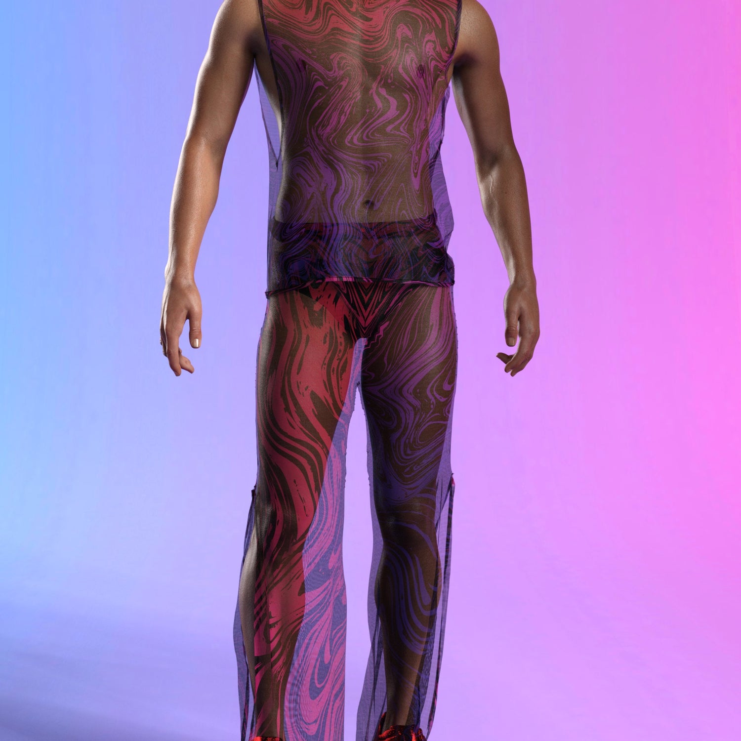 Interference Mesh Male Split Pants 3