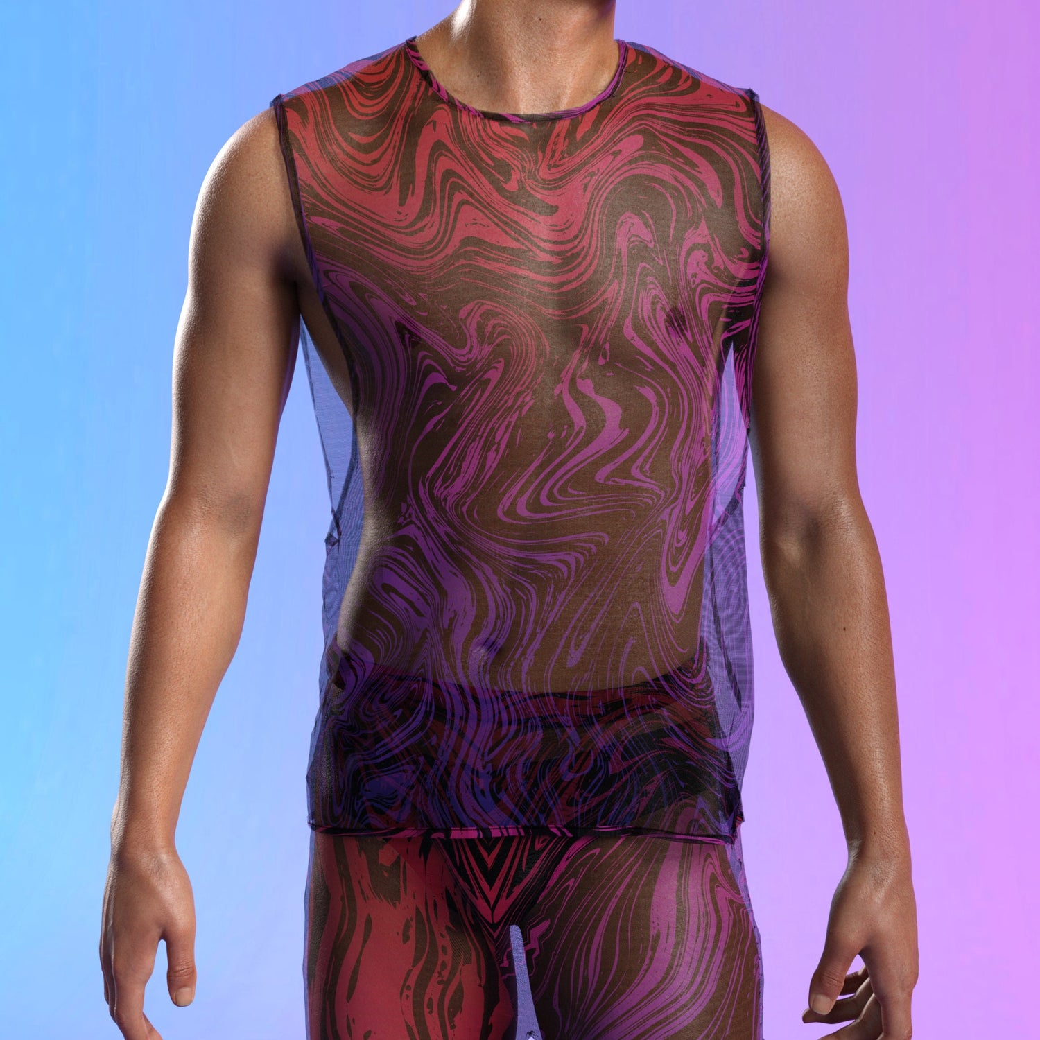 Interference Mesh Male Split Pants