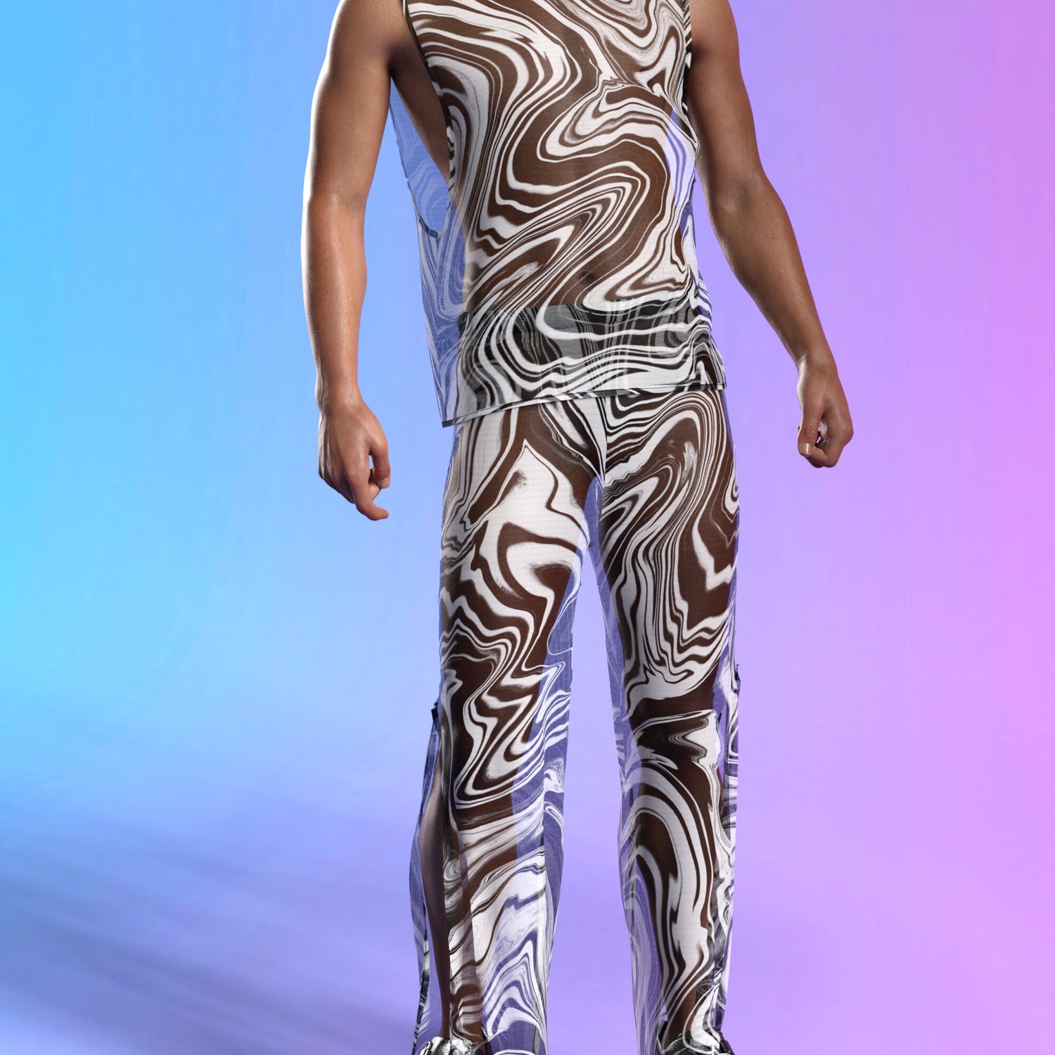 White Noise Mesh Male Muscle Top Club