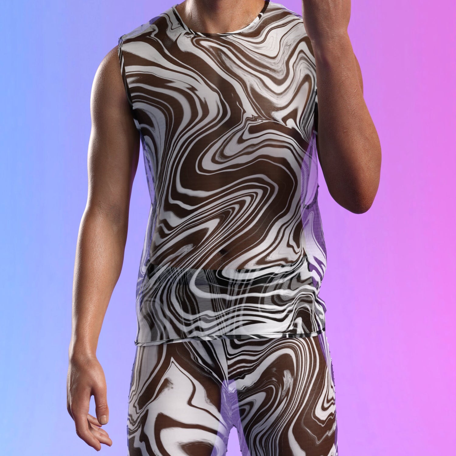 White Noise Mesh Male Muscle Top