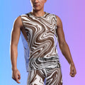 White Noise Mesh Male Muscle Top