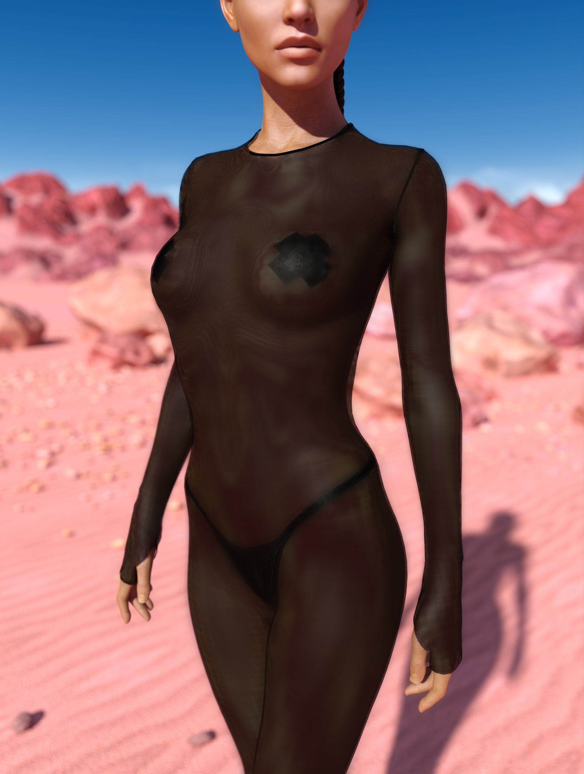Just Black Mesh Costume Black
