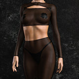 Just Black Mesh Basic Skirt Set