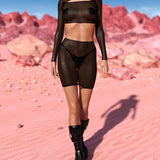 Just Black Mesh Basic Skirt Set