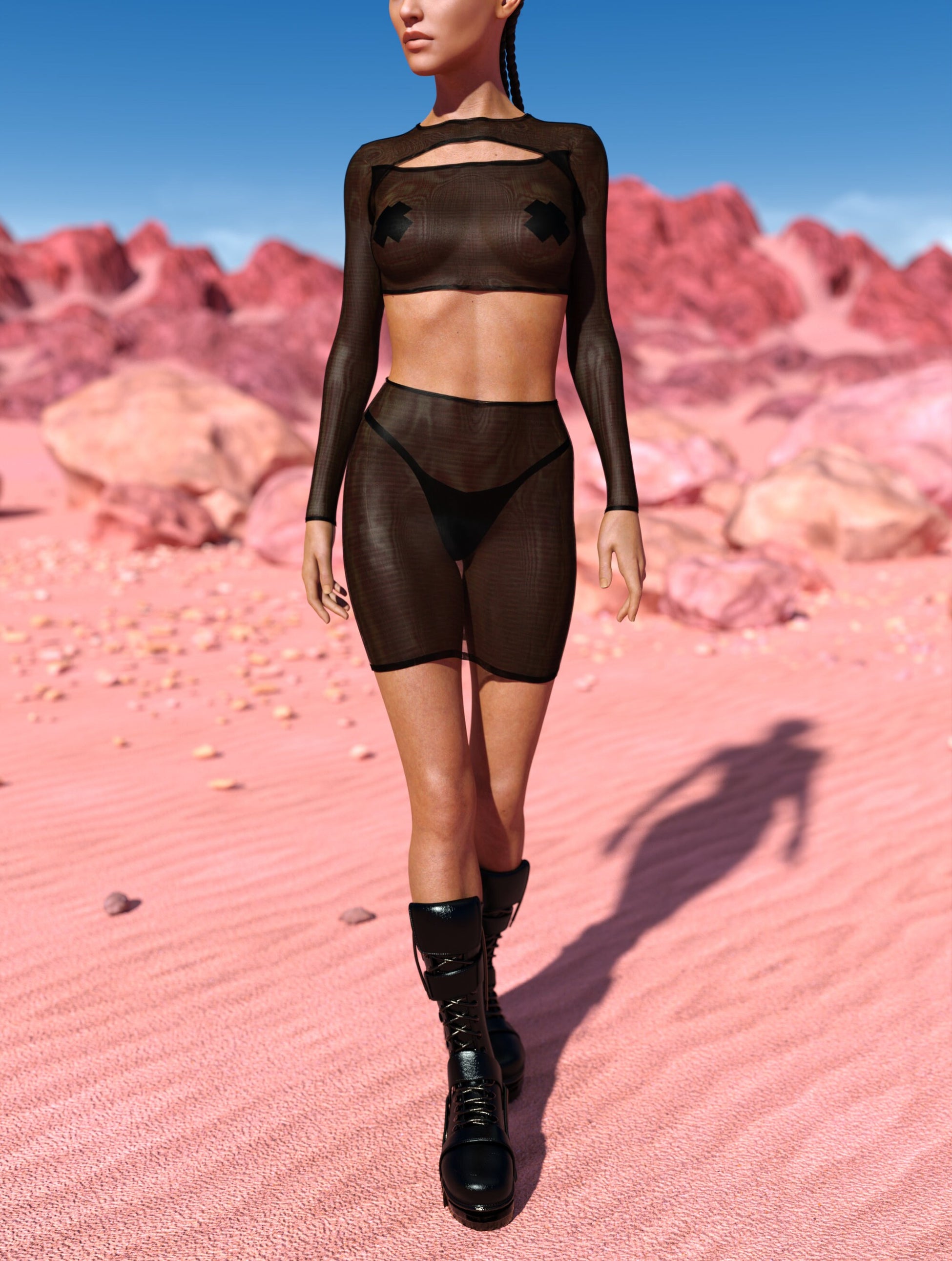 Just Black Mesh Basic Skirt Set 2