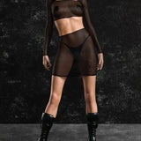 Just Black Mesh Basic Skirt Set