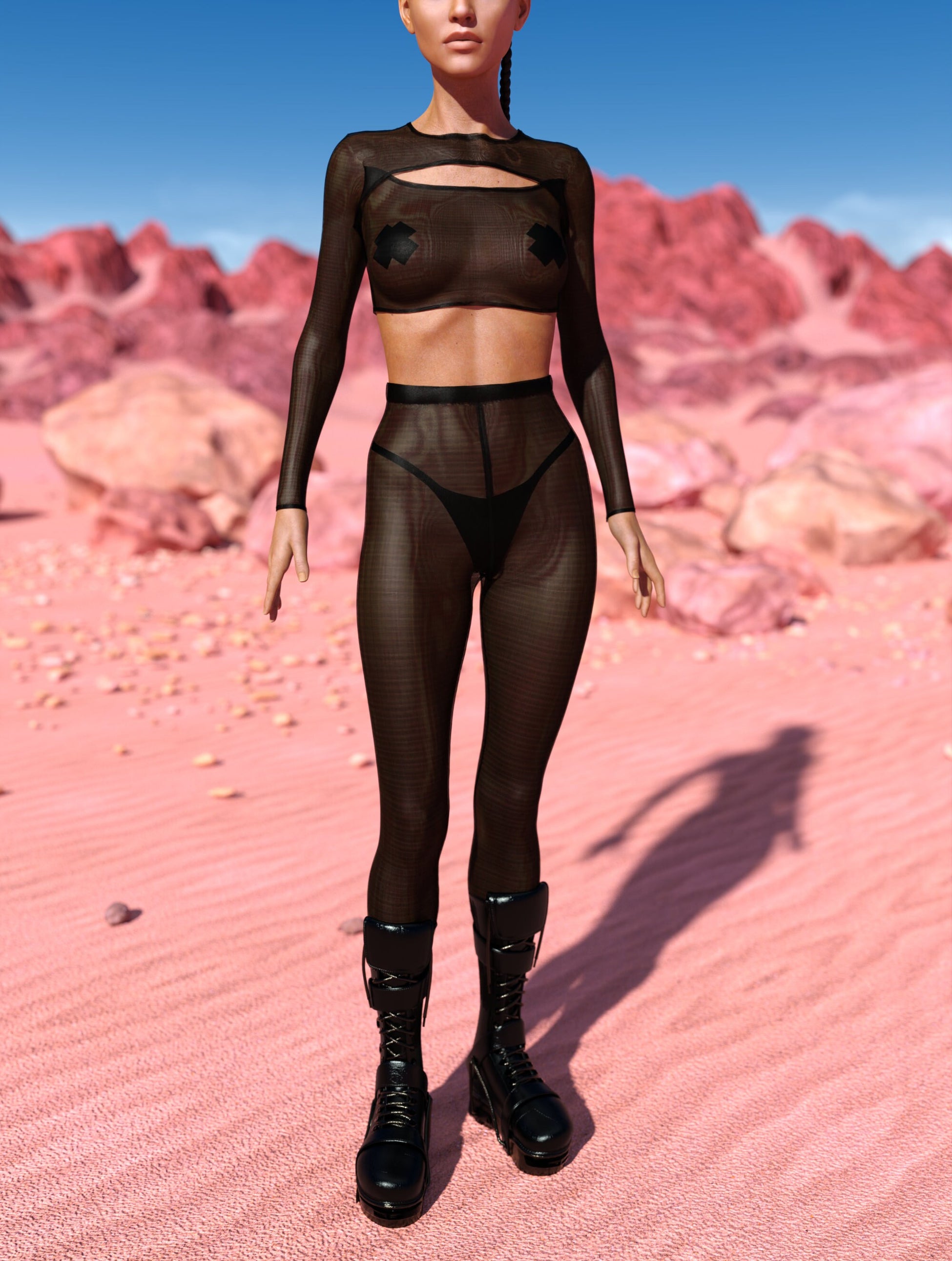 Just Black Mesh Leggings Set 2