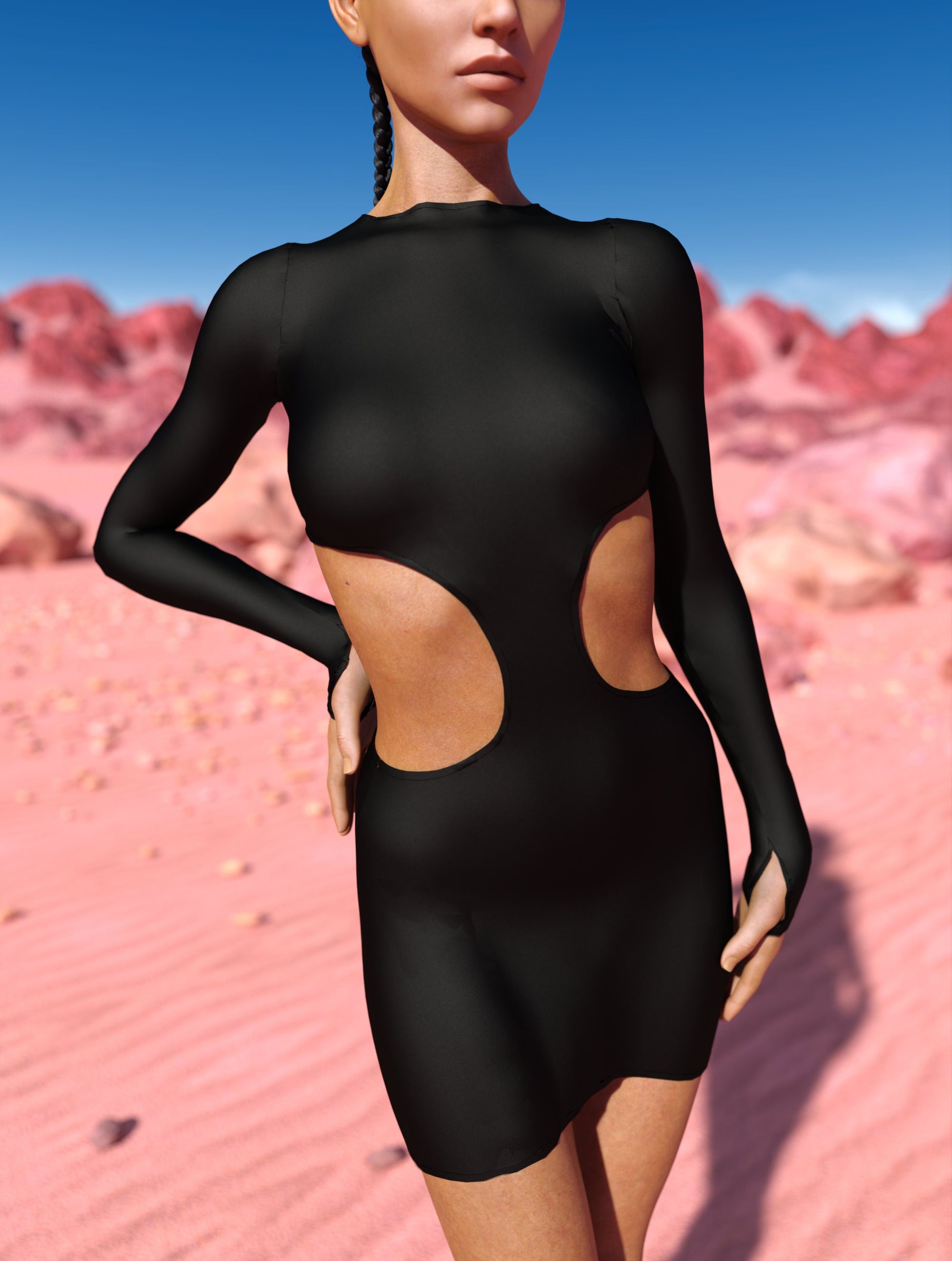 Just Black Side-Cutout Dress 1