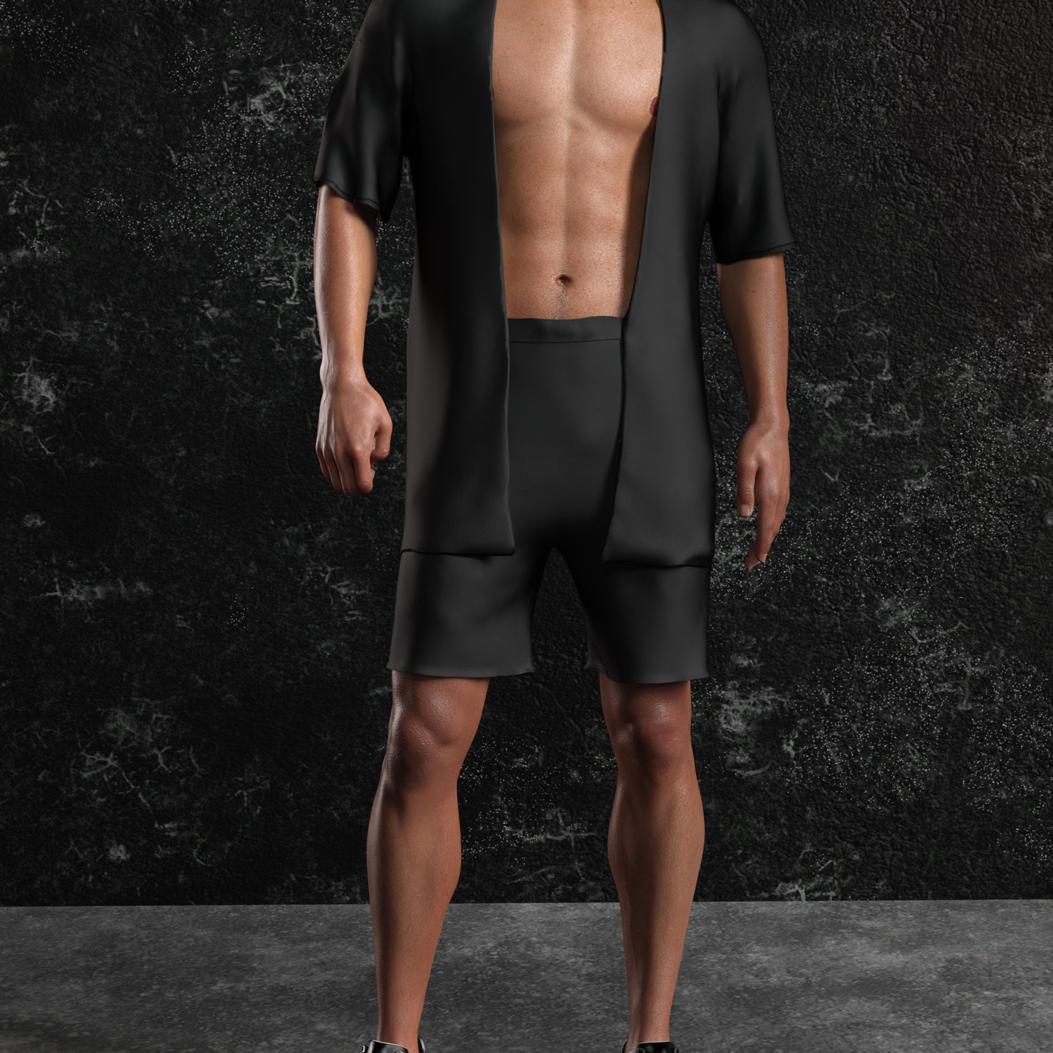 Just Black Male Rave Shorts Lycra