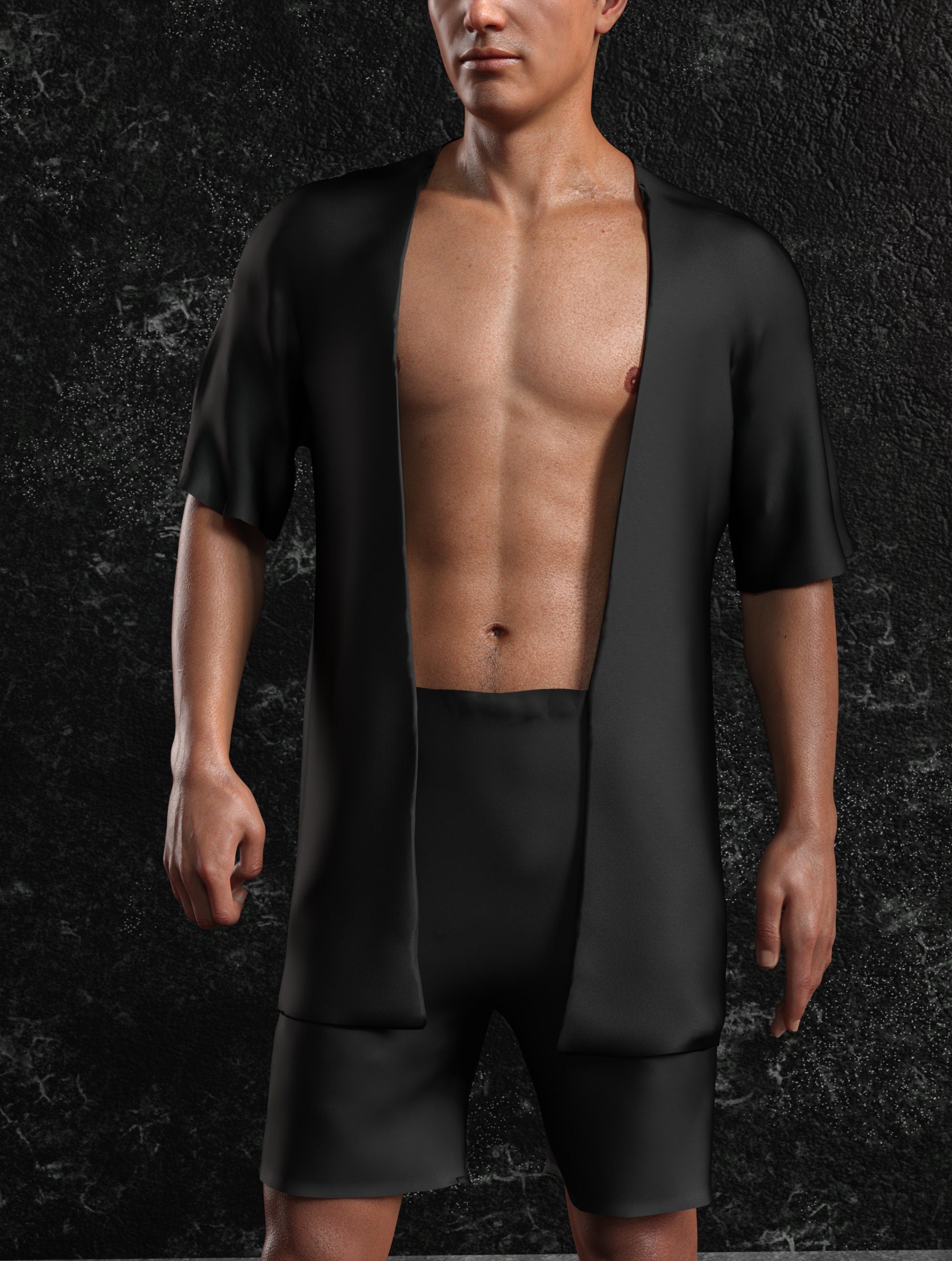Just Black Male Half Robe – CandyCatz