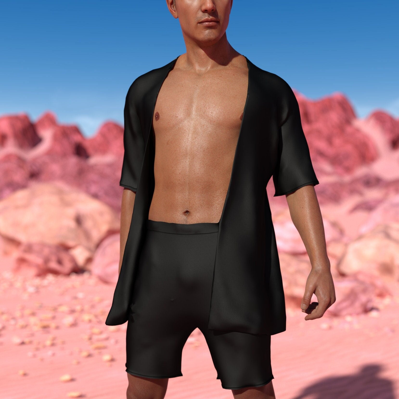 Just Black Male Half Robe Set – Candy Catz