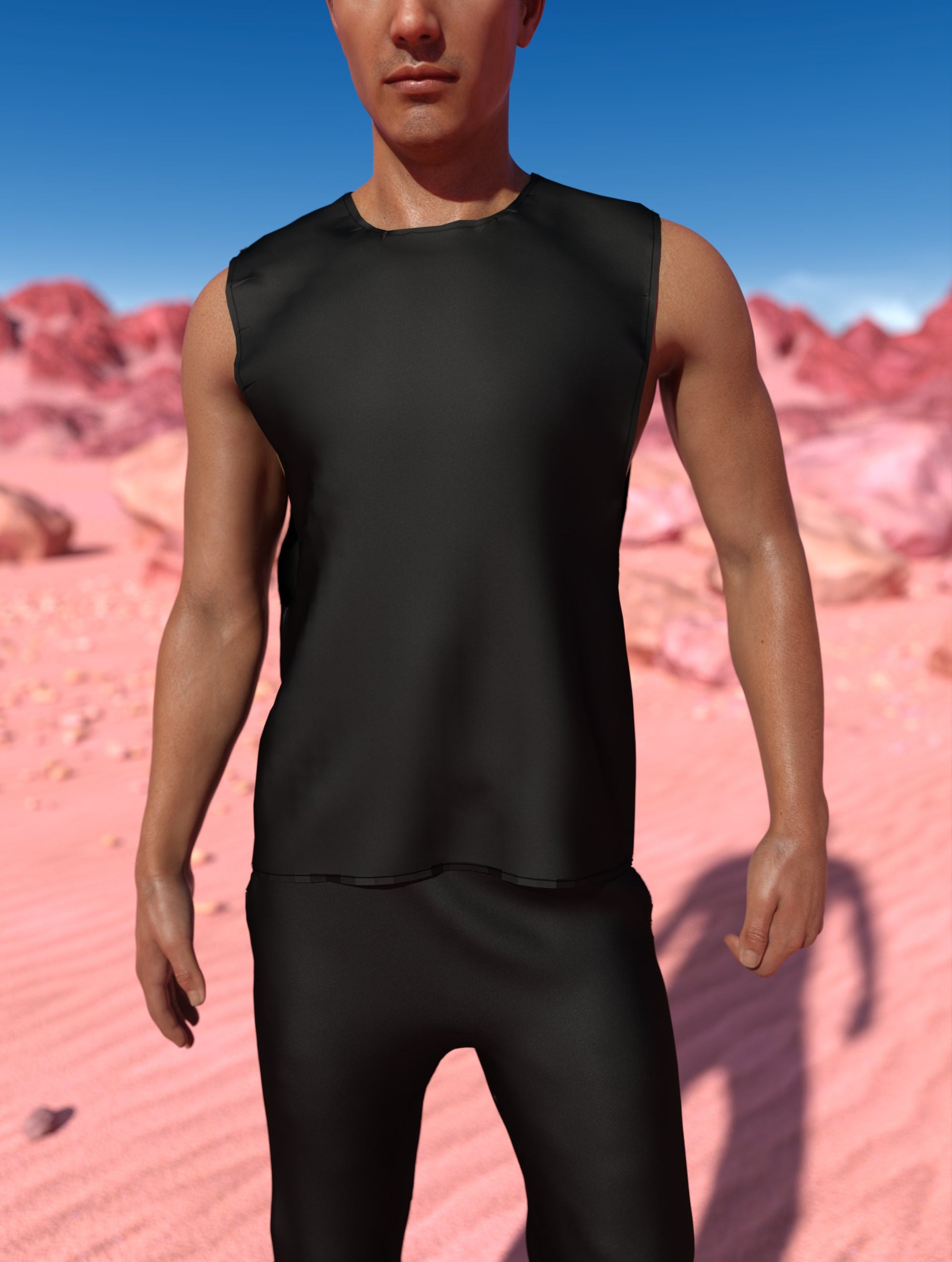 Just Black Male Muscle Top 1