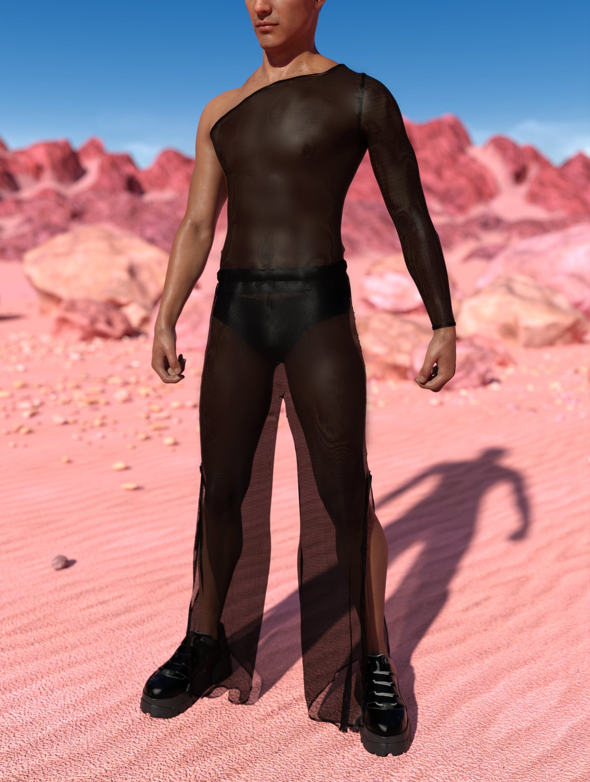 Just Black Mesh Male Asymmetrical Set 1