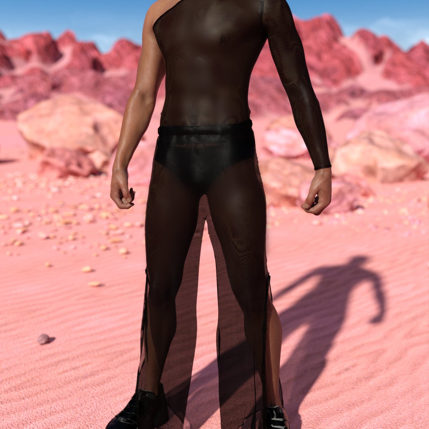 Just Black Mesh Male Asymmetrical Top 3