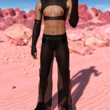 Just Black Mesh Male Split Pants