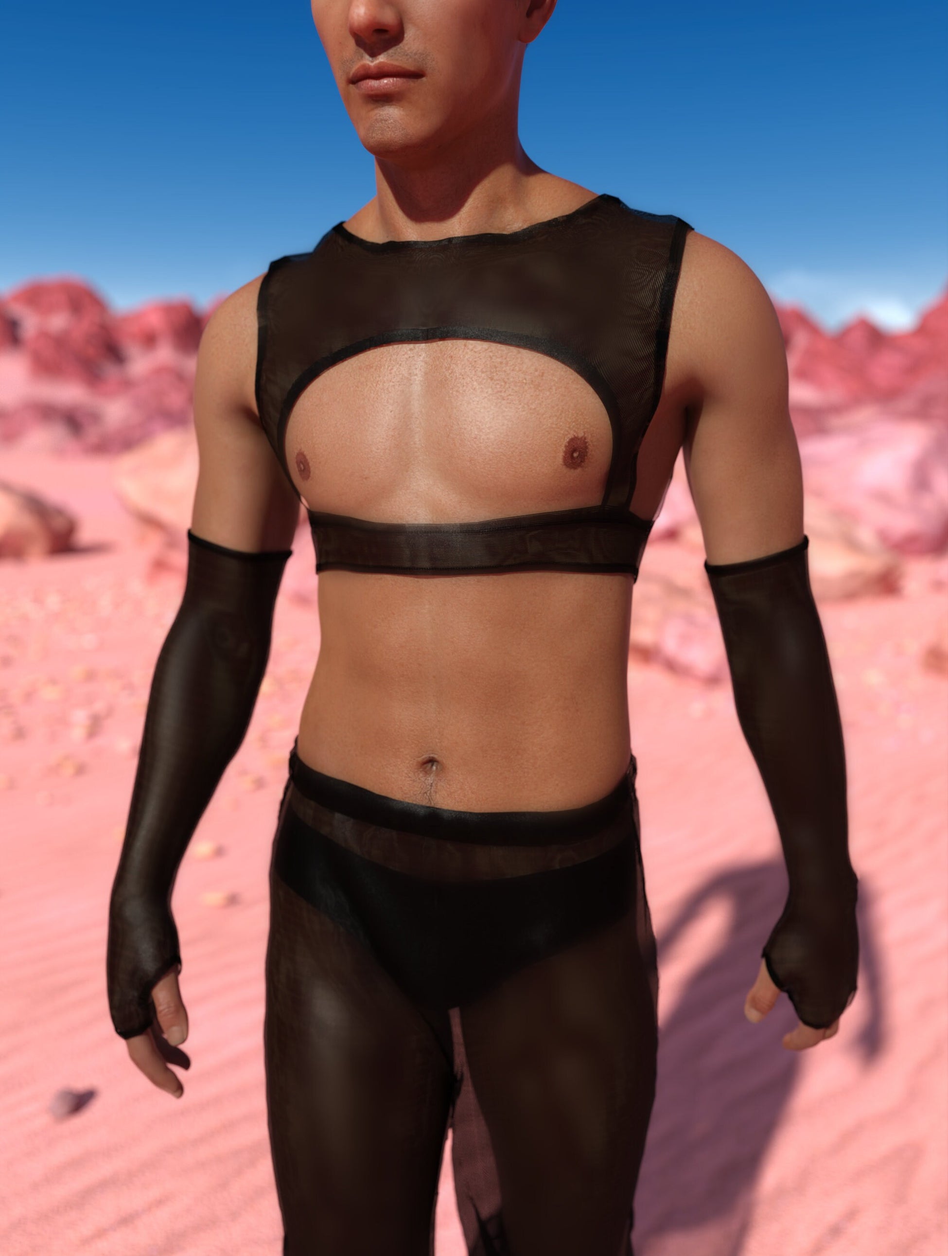 Just Black Mesh Male Harness Set 1
