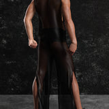 Just Black Mesh Male Split Pants