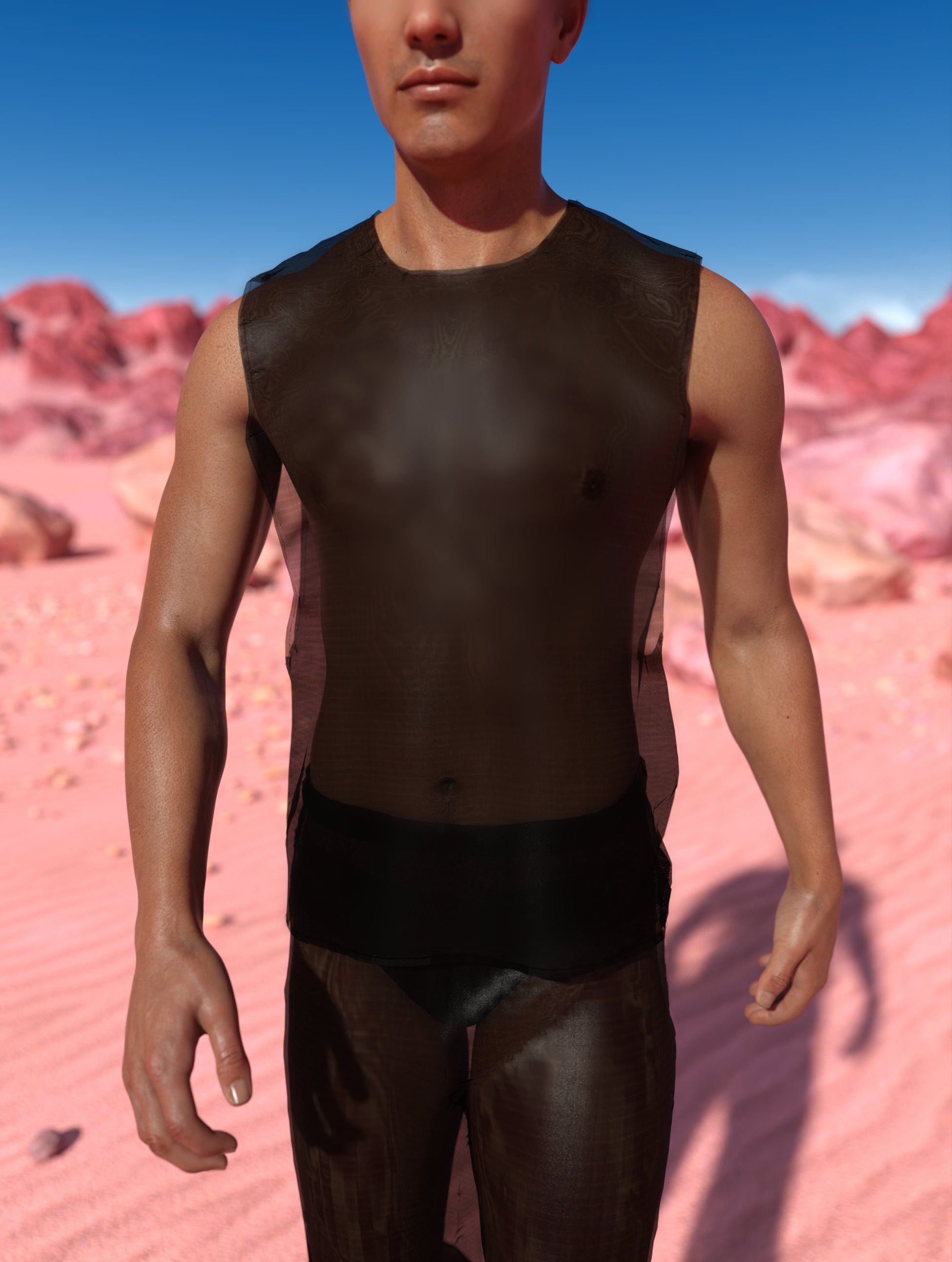 Just Black Mesh Male Tank Set 2