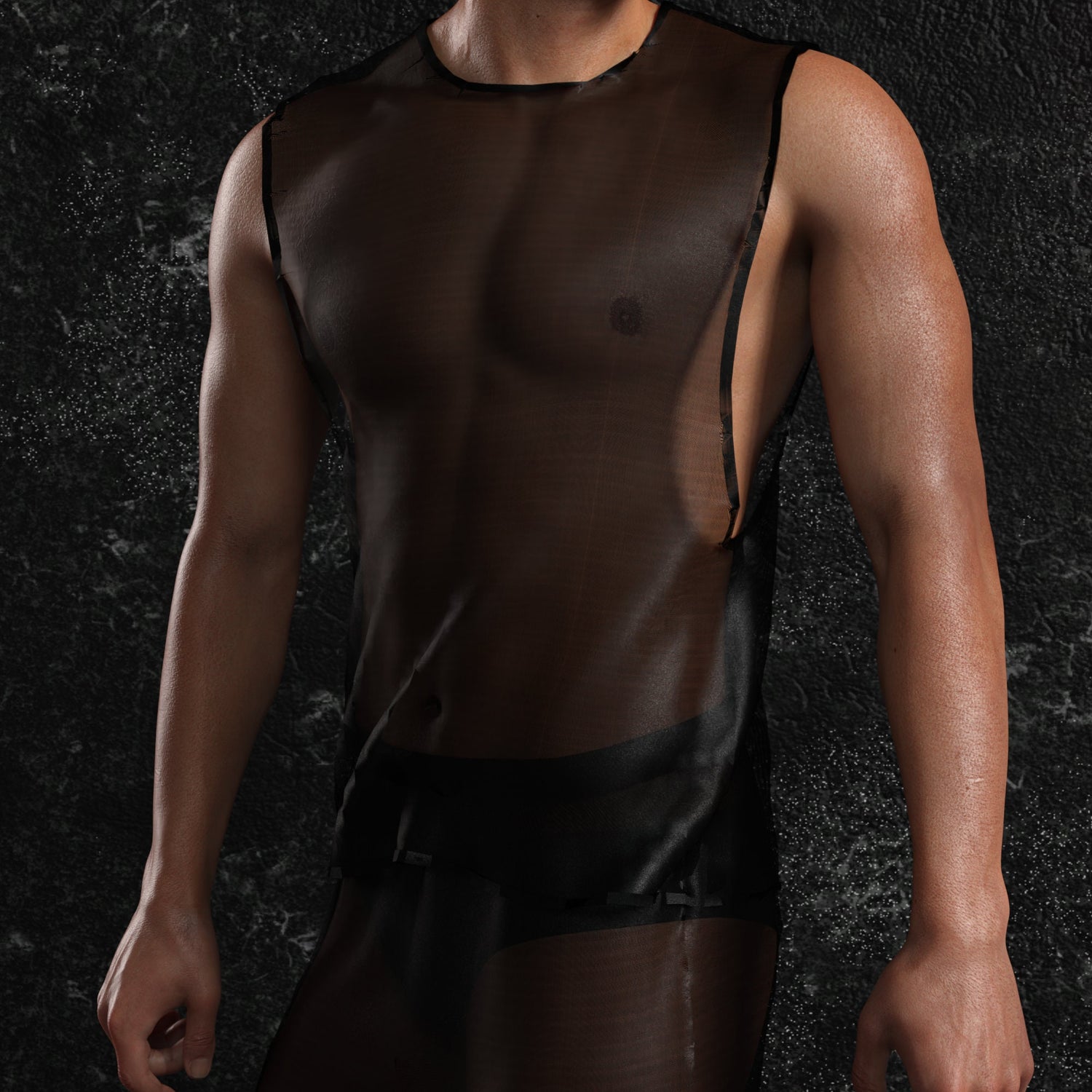 Just Black Mesh Male Tank Set 6