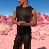 Just Black Mesh Male Tank Set