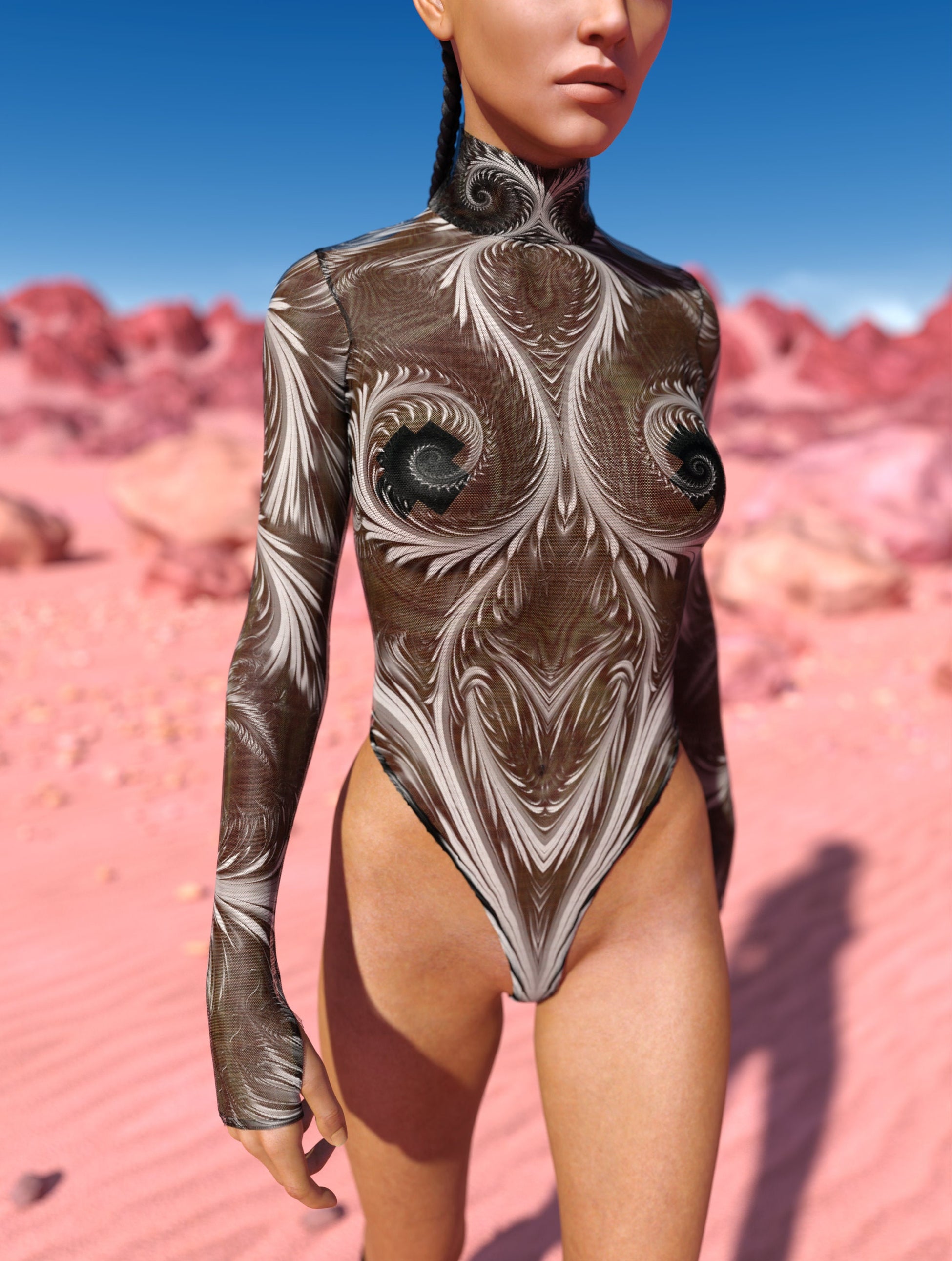 Phantom Mesh Back Zip Leotard 1