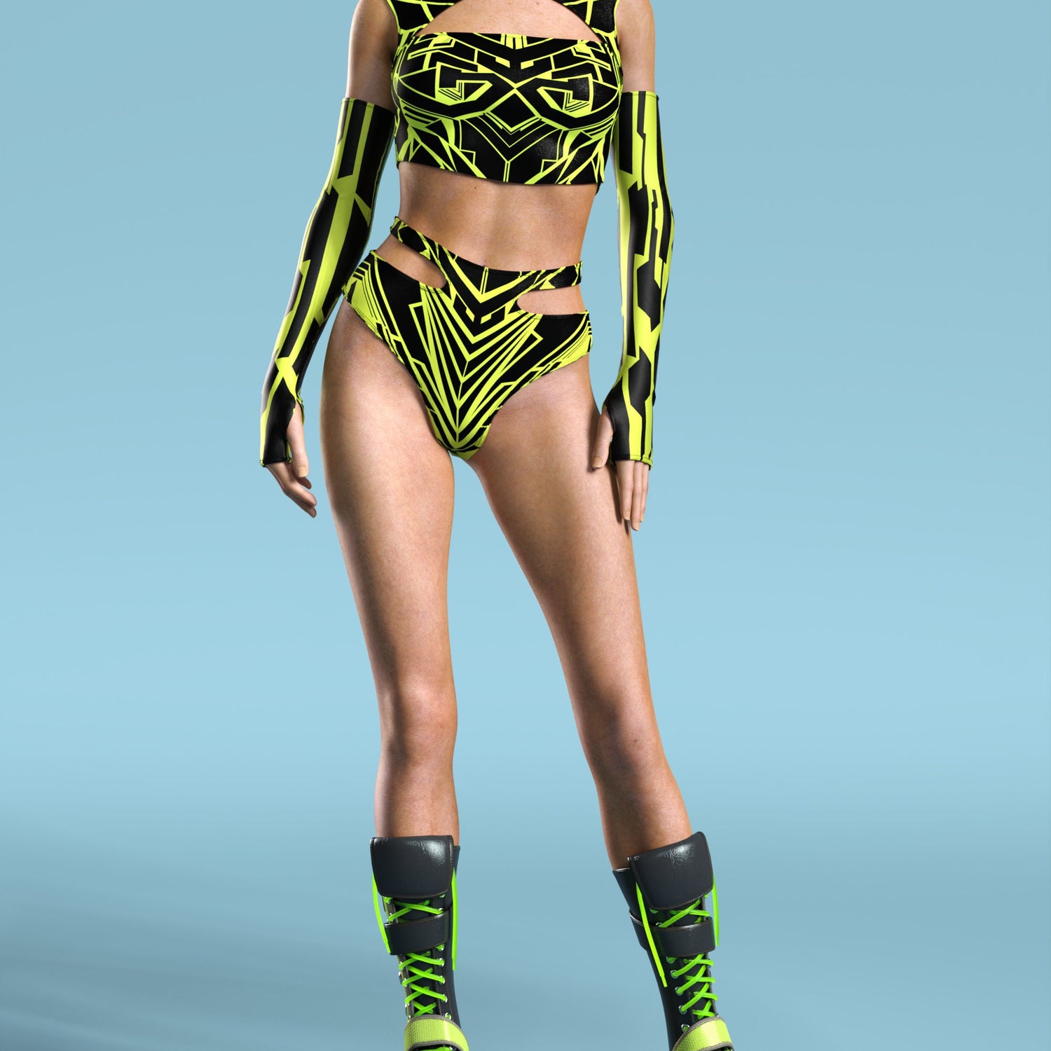 Women Fury Node Cutout Rave Set