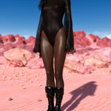 Just Black Mesh Bare Back Leotard