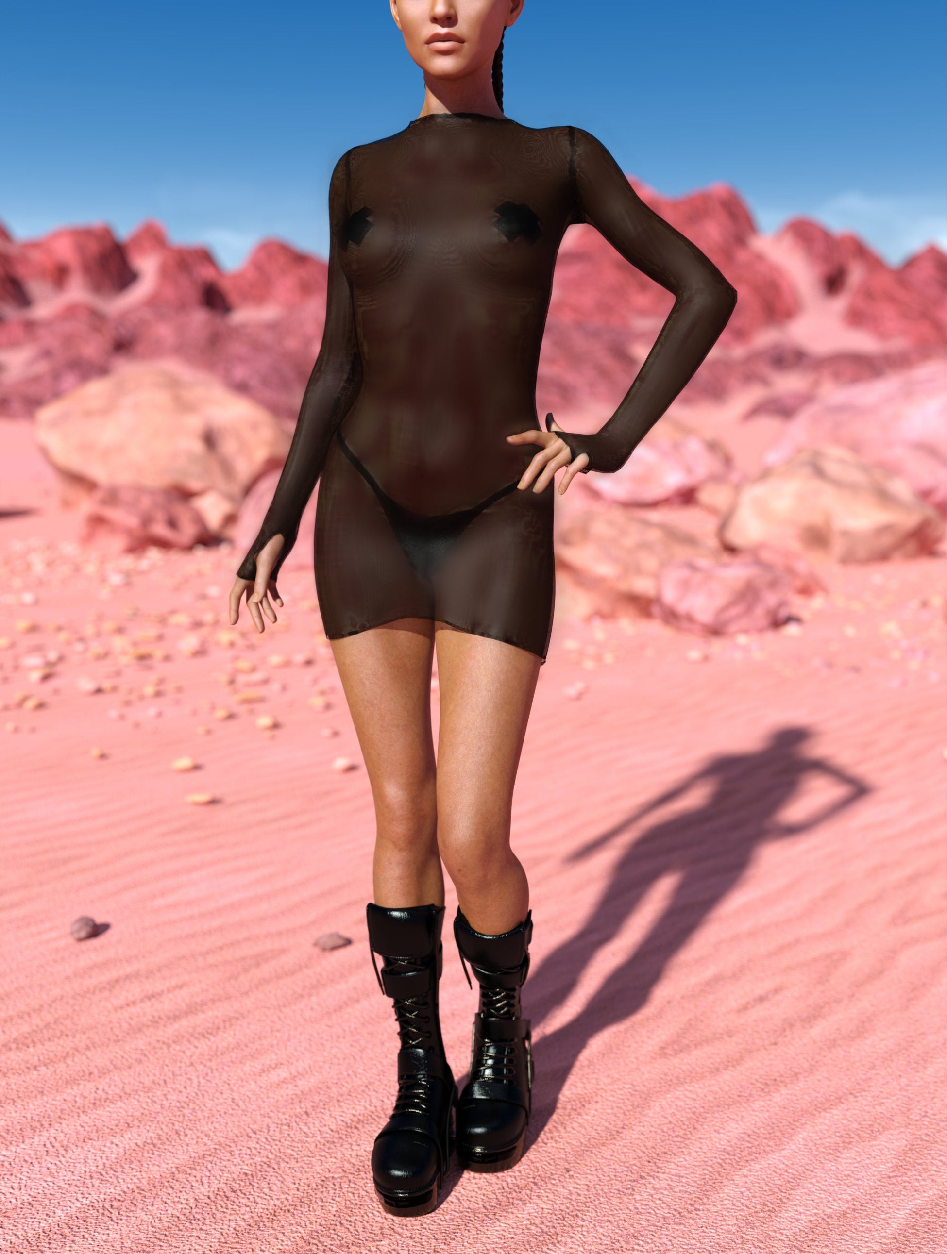 Just Black Mesh Short Dress 2