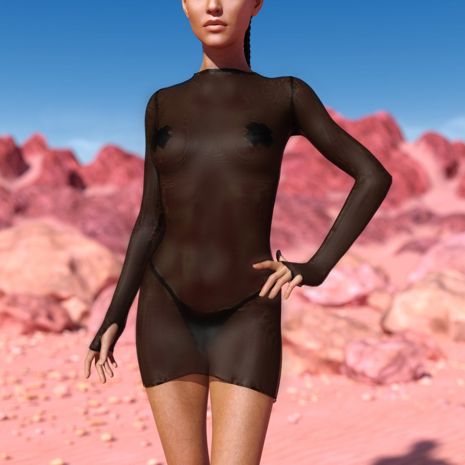 Just Black Mesh Short Dress