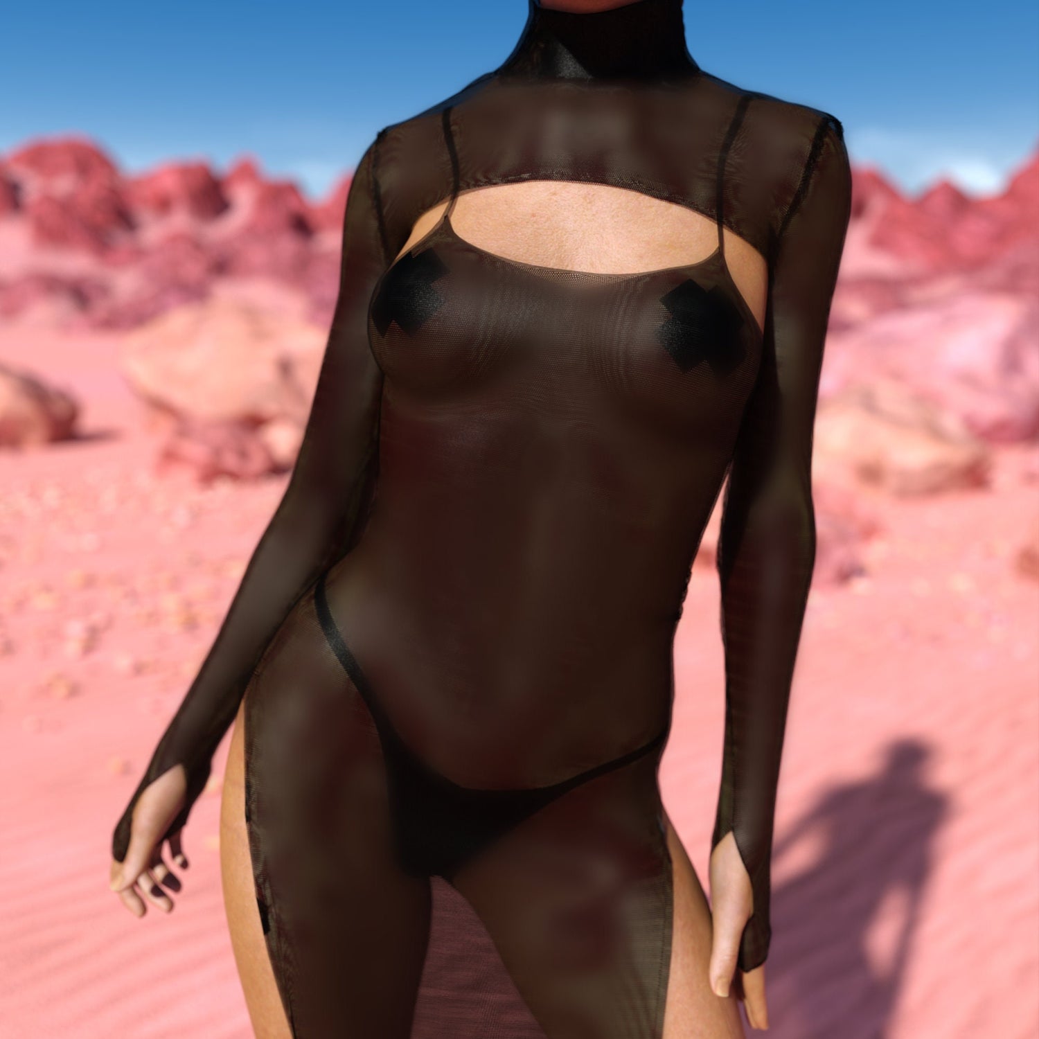Just Black Mesh Shrug Dress Black