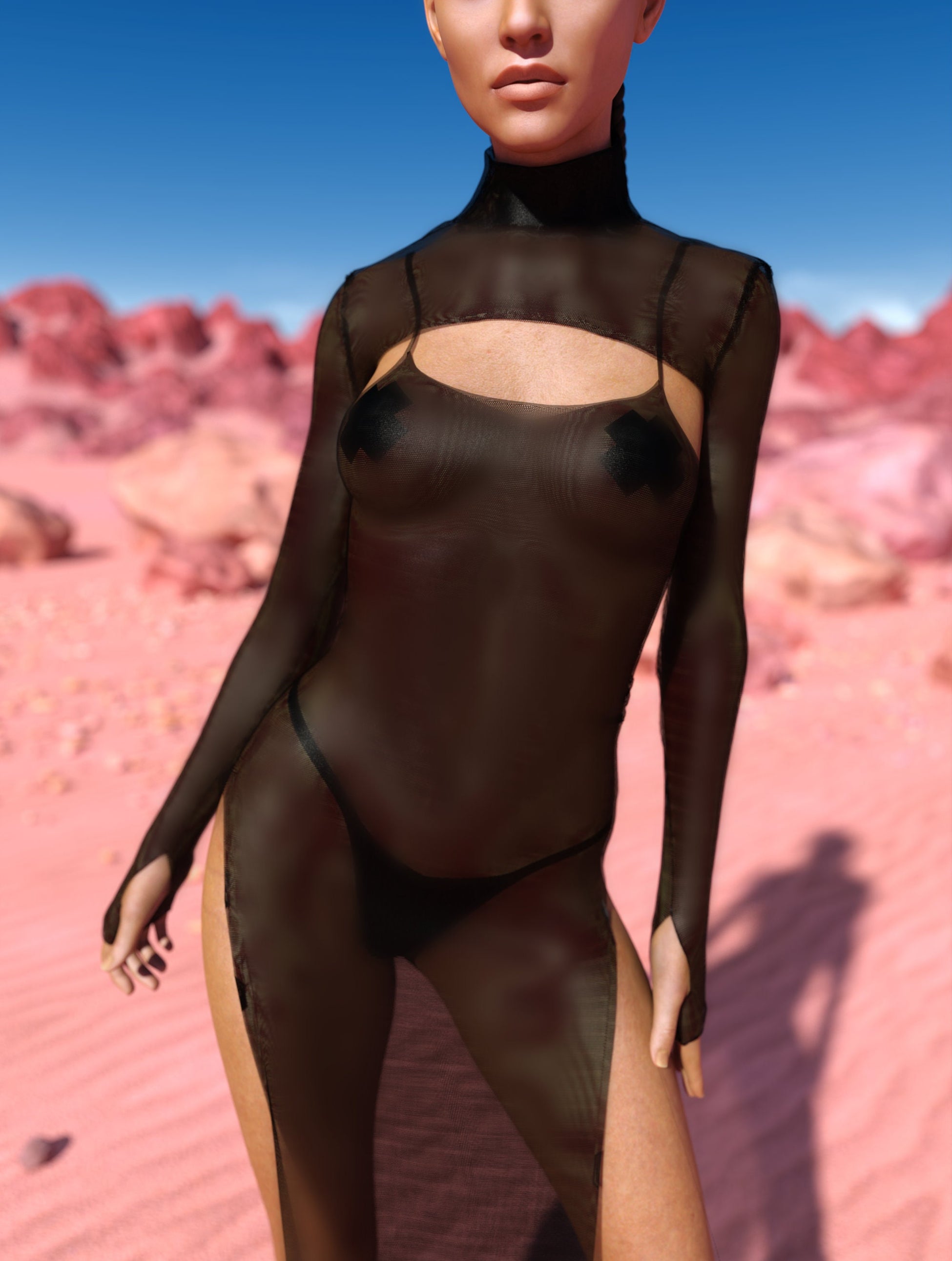 Just Black Mesh Shrug Dress 1
