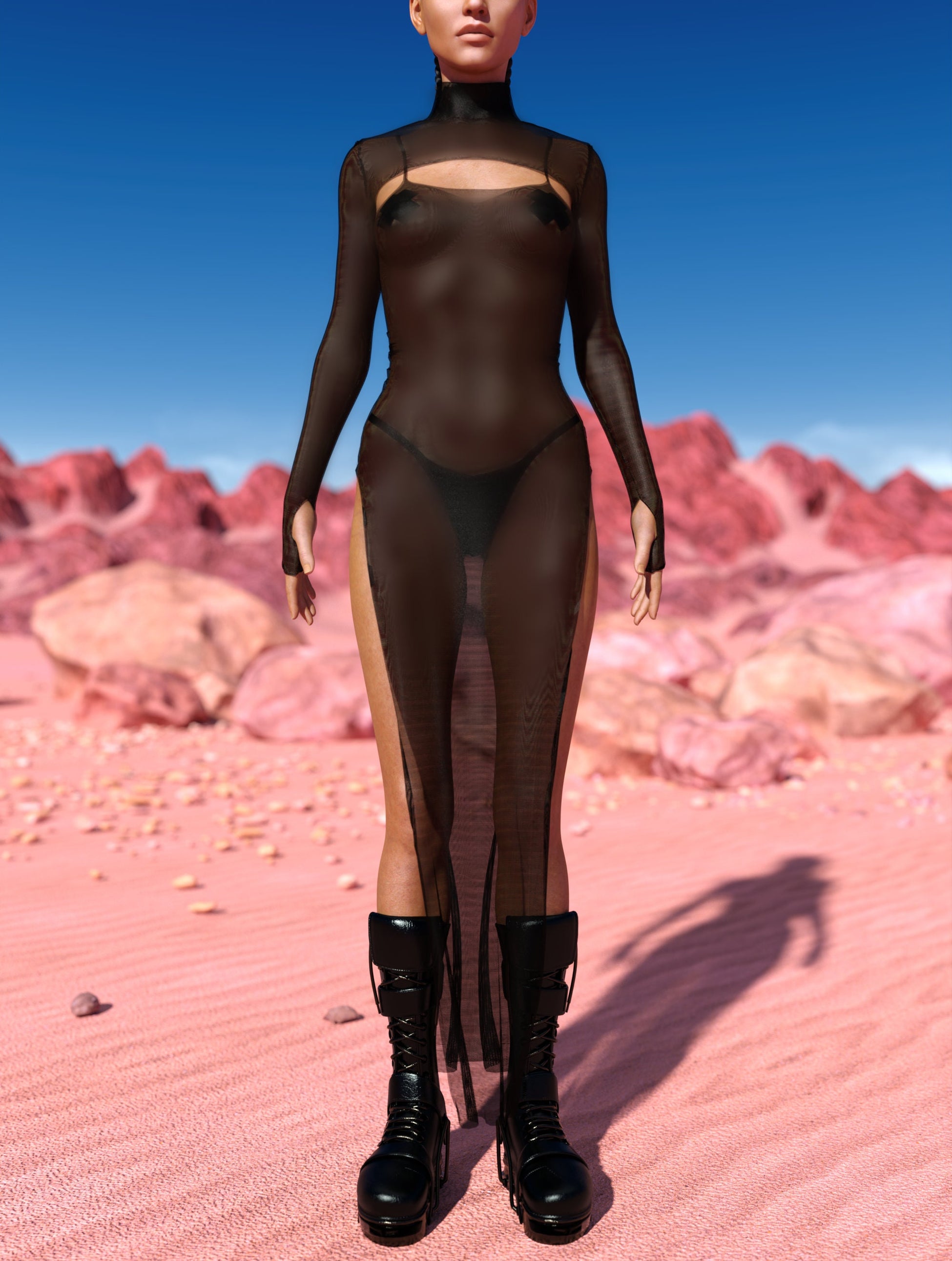 Just Black Mesh Shrug Dress 2