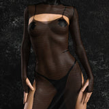 Just Black Mesh Shrug Dress