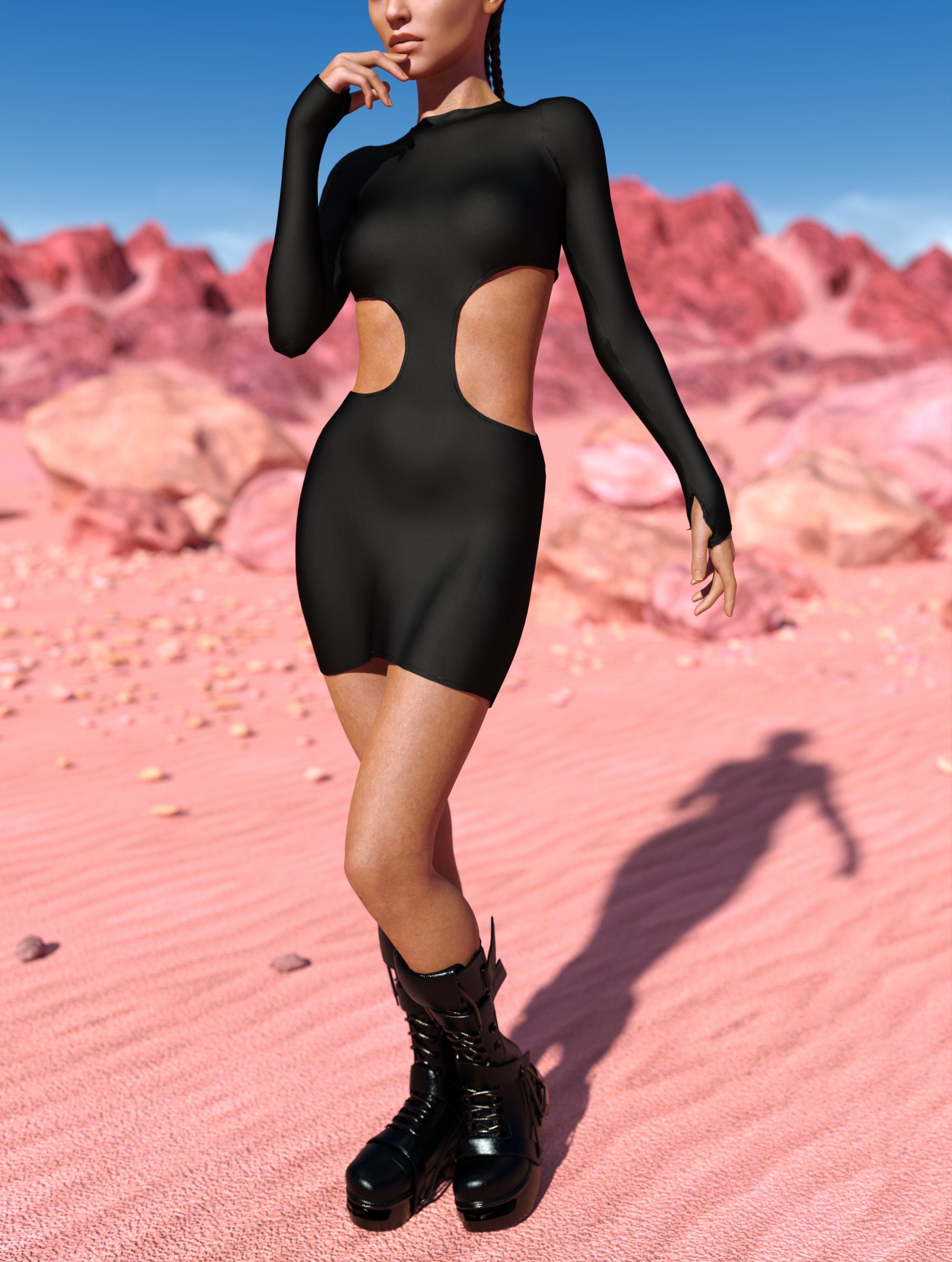 Just Black Side-Cutout Dress 2