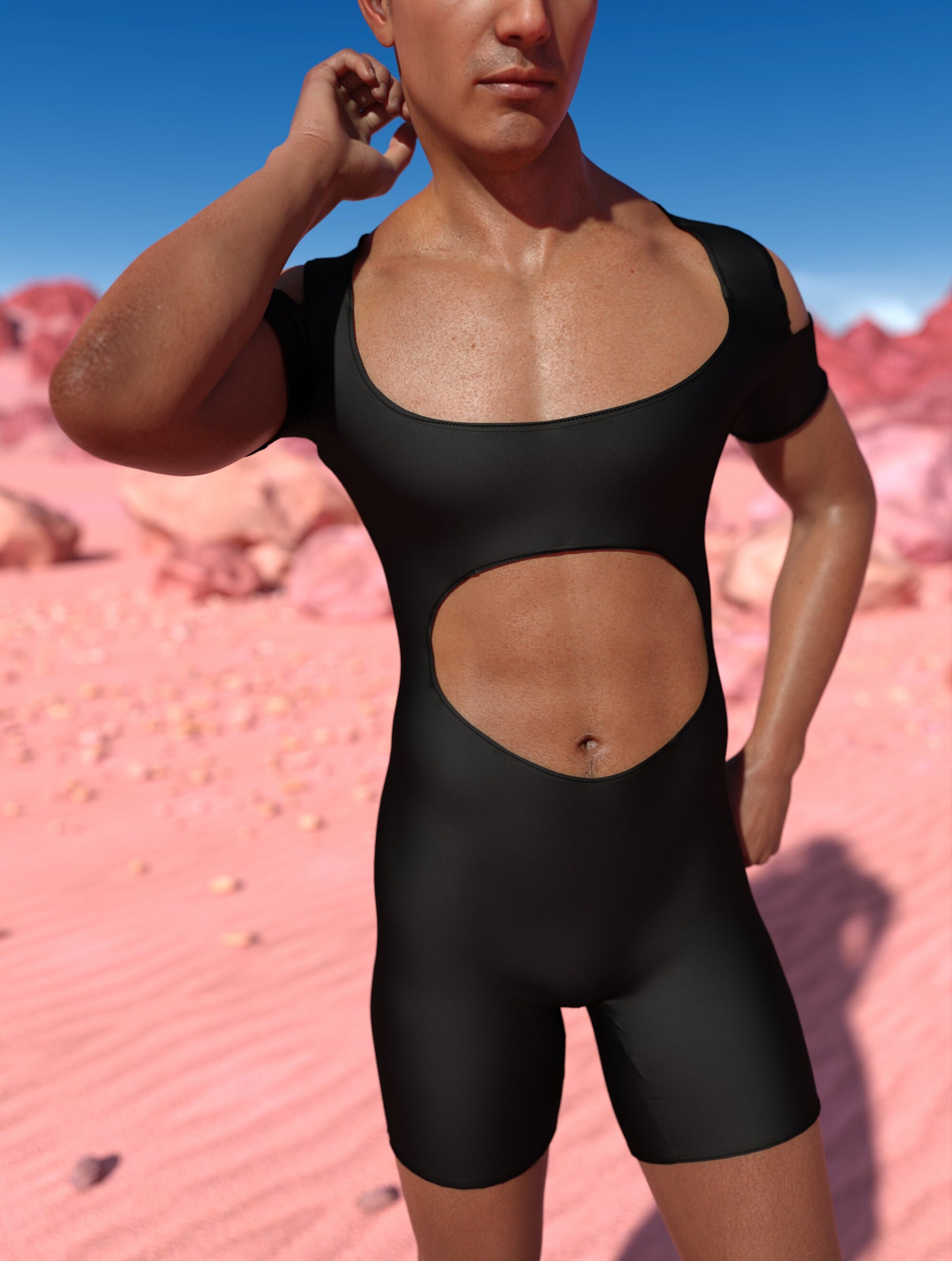 Just Black Male Cutout Romper 1