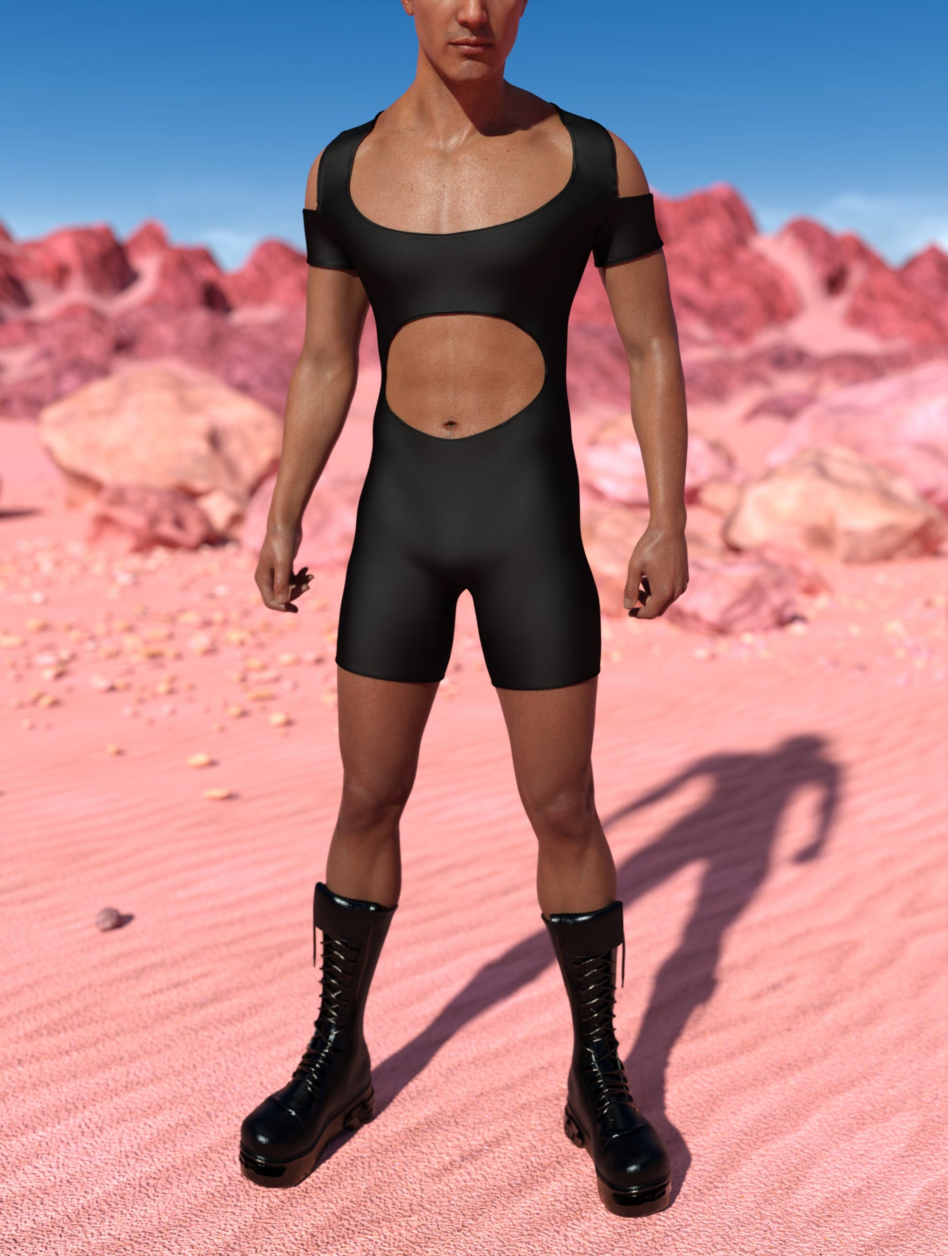Just Black Male Cutout Romper 2