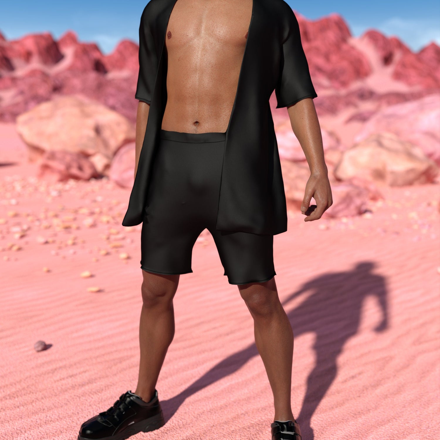 Just Black Male Rave Shorts 3