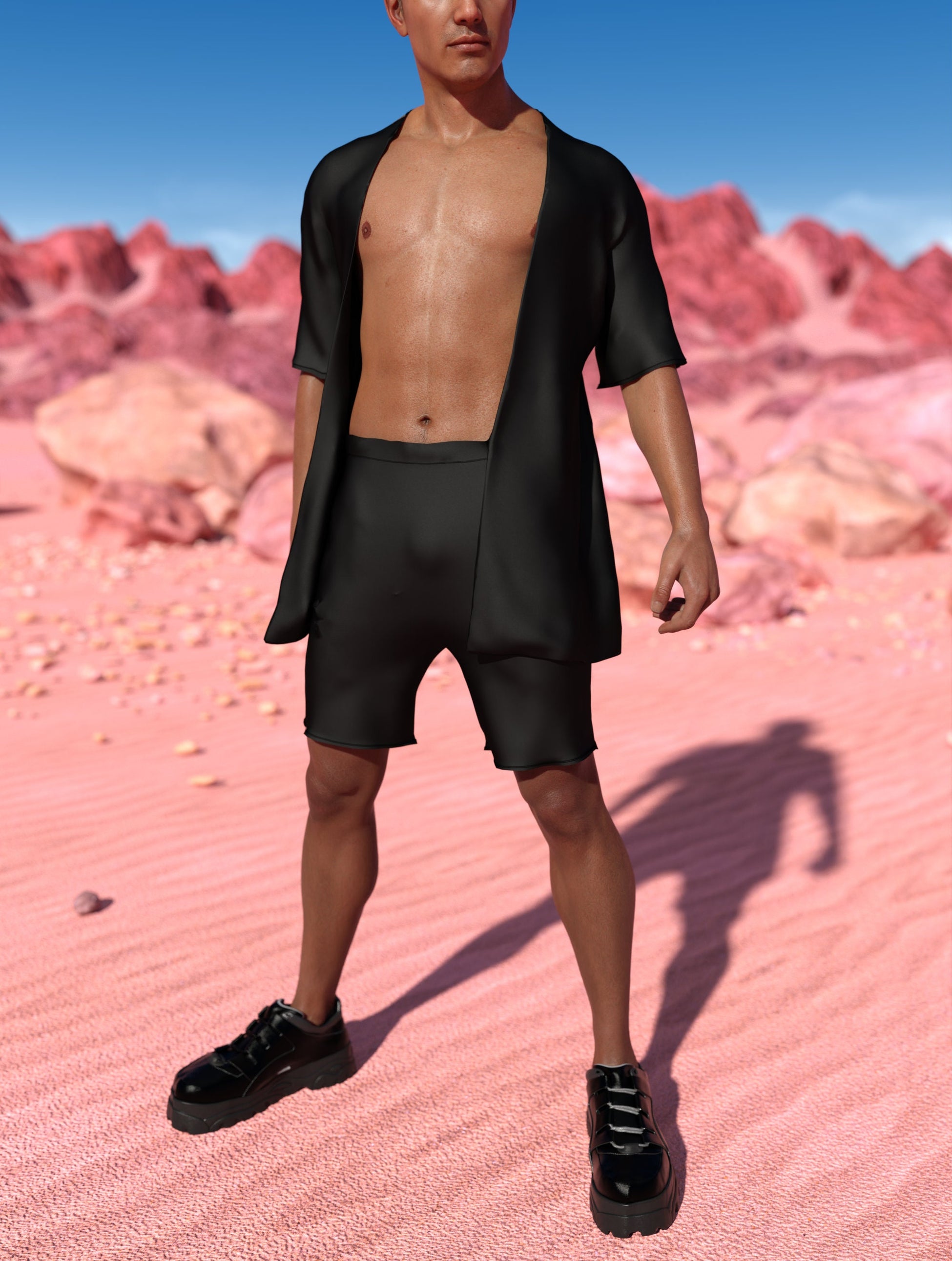 Just Black Male Half Robe Set 1