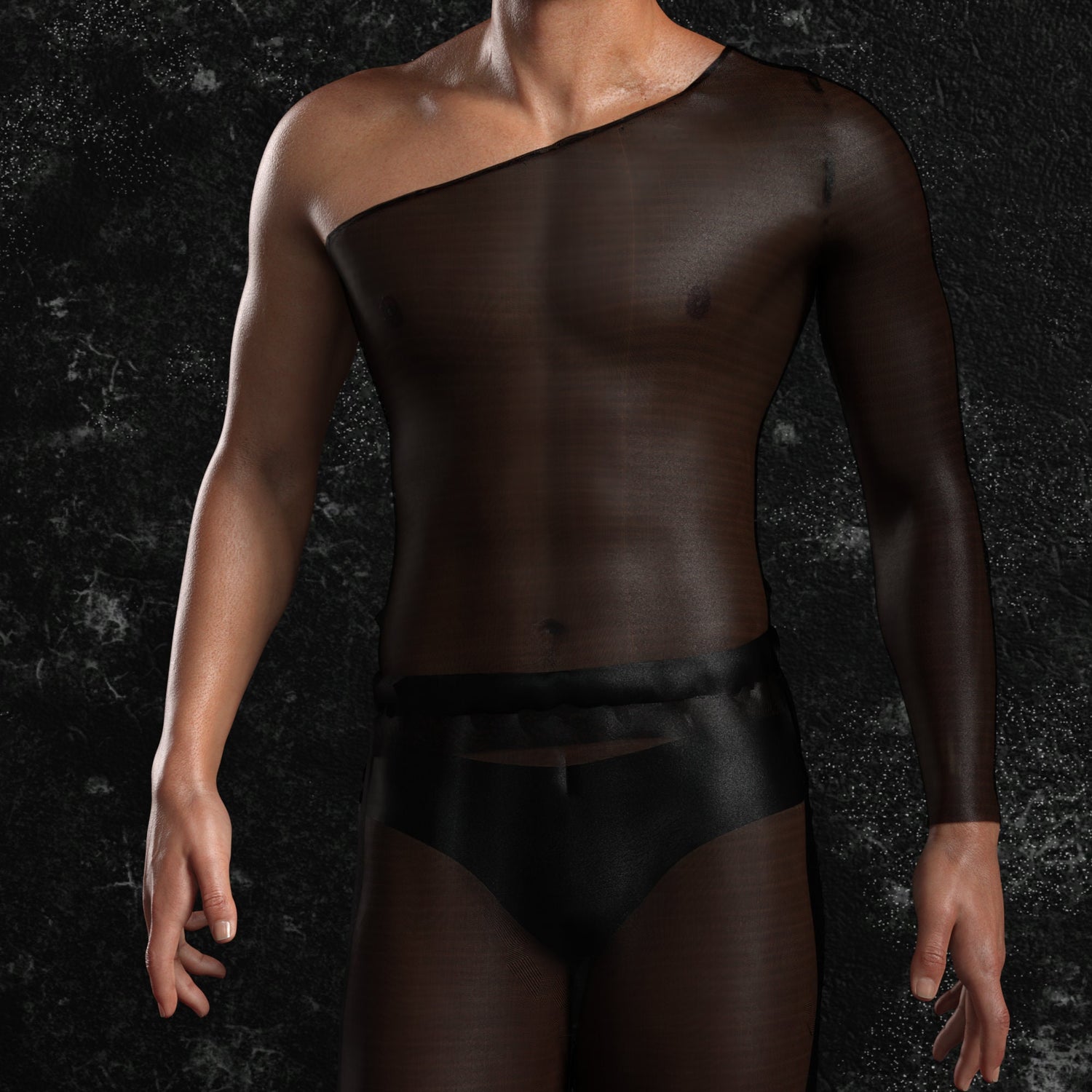 Just Black Mesh Male Asymmetrical Top 6