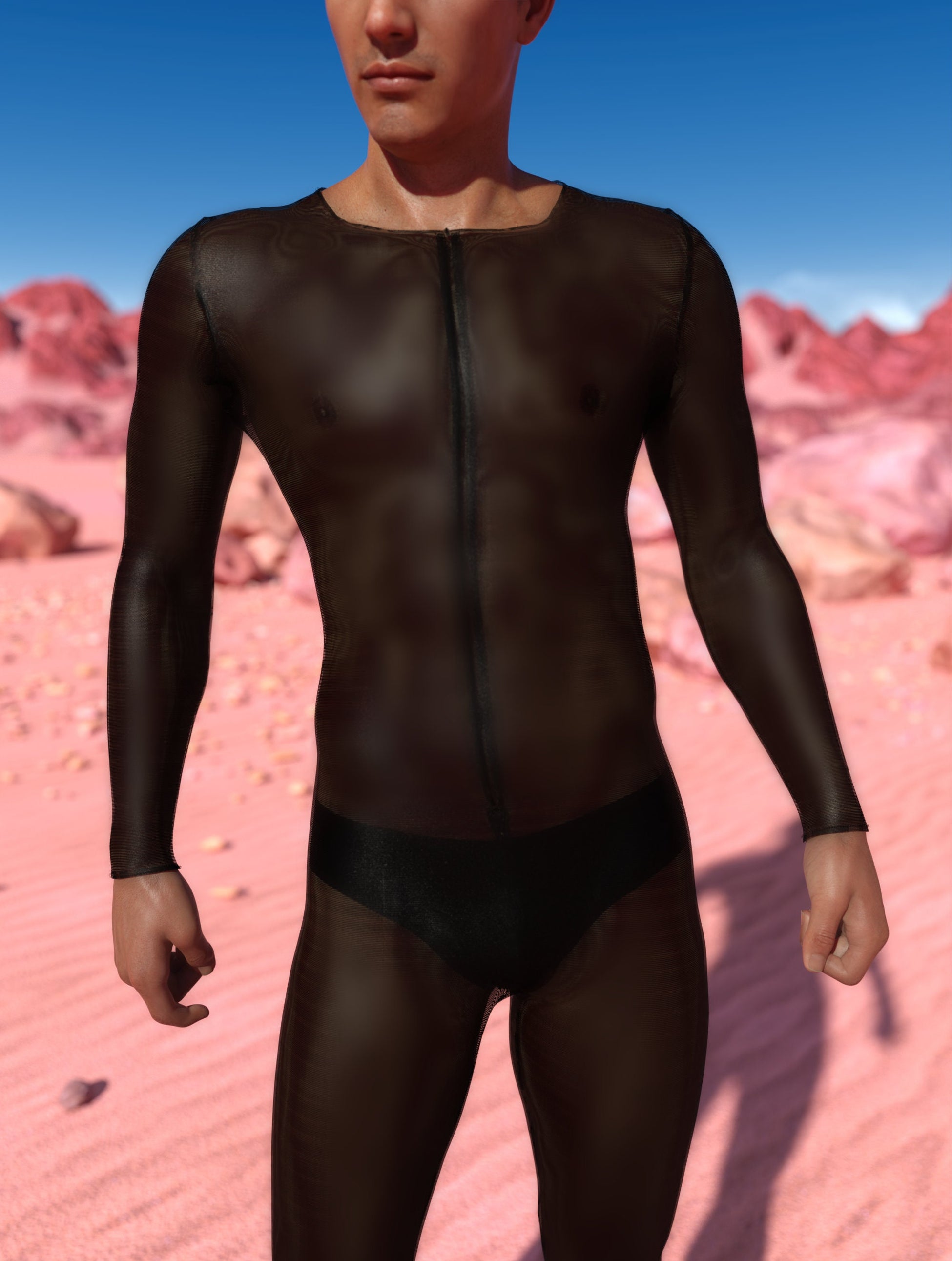 Just Black Mesh Male Costume 1