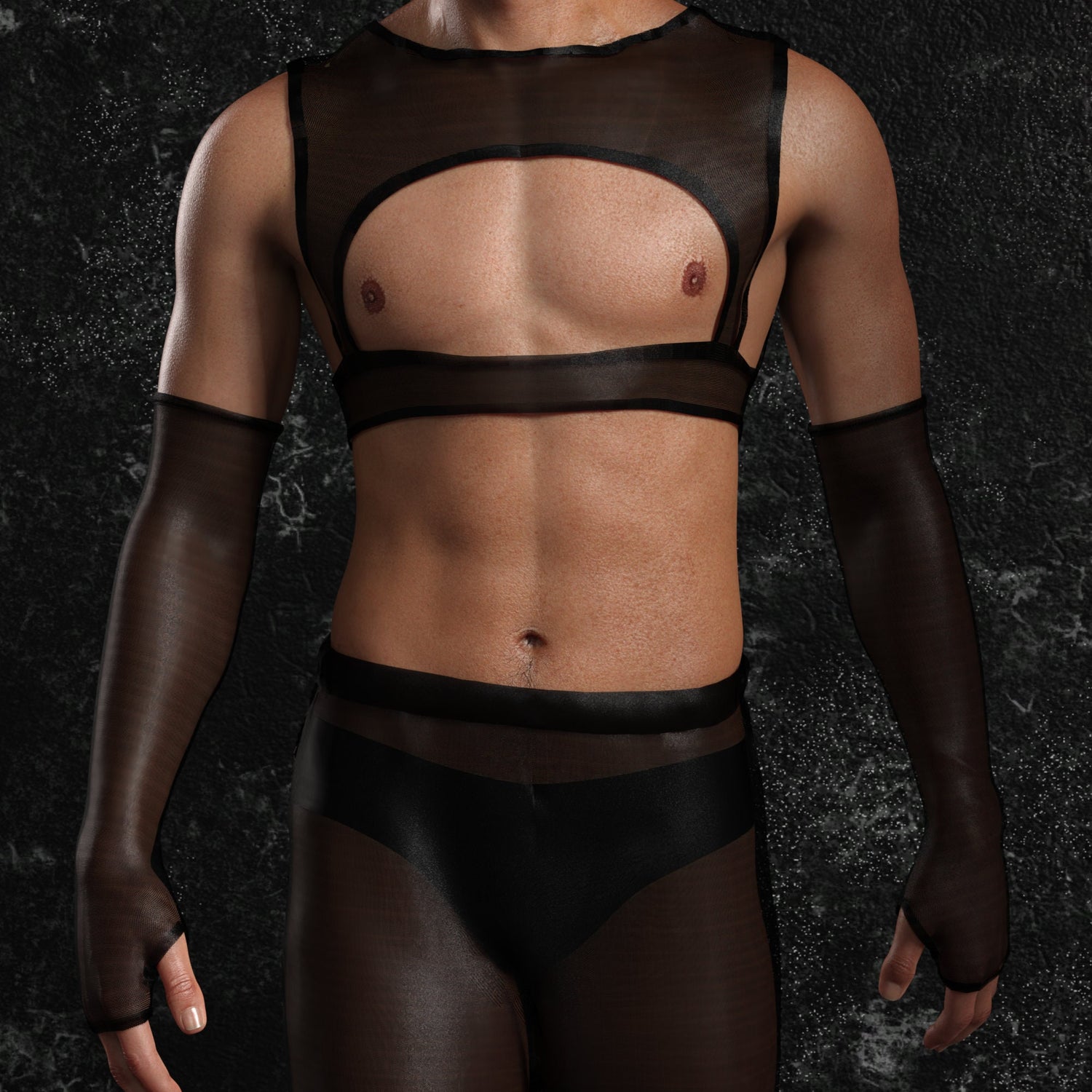 Just Black Mesh Male Split Pants 6